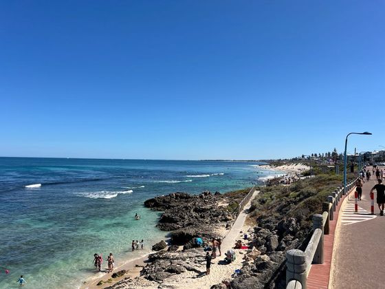 The reef and lagoon at Mettams Pool from the coastal path